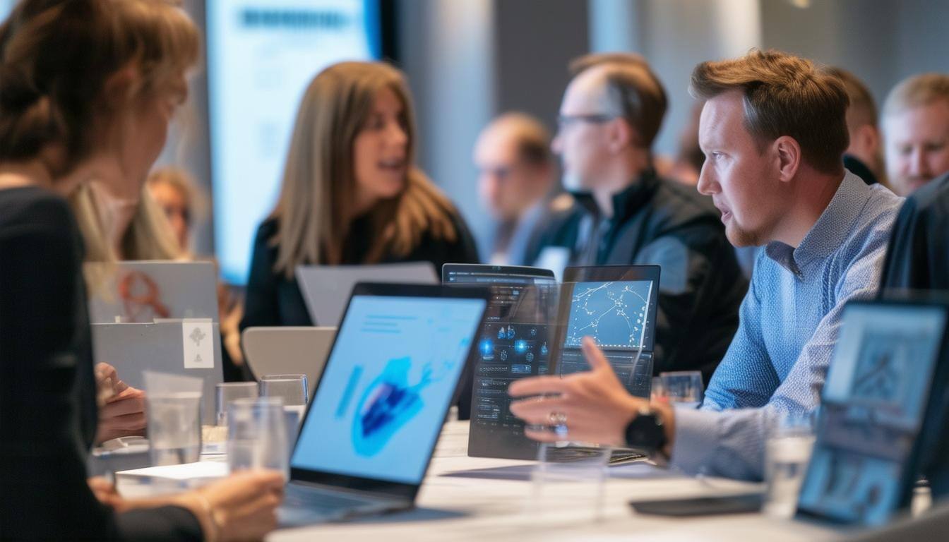 An image of board members engaged in handson sessions during the AI Bootcamp, learning about AI tools and brainstorming practical applications to enha