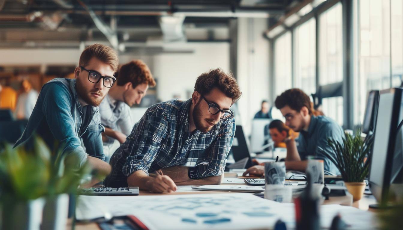 an office full of engineers working on a project